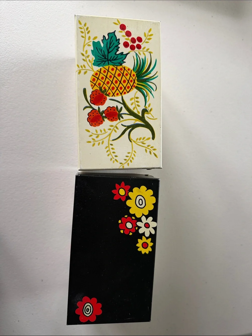 Floral Decorative Storage Box - White with Multicolor Flower Print